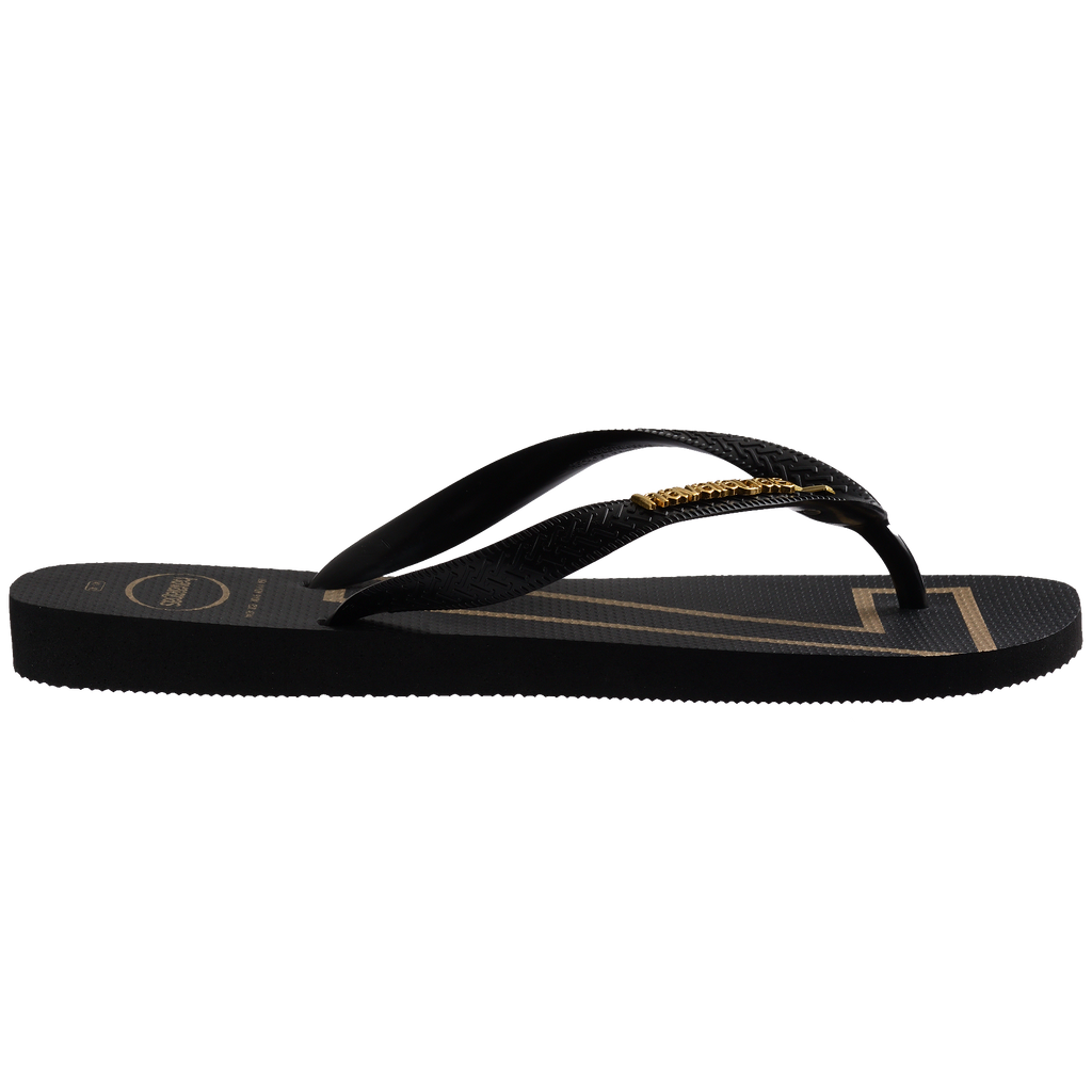 Men's Vini Jr. Golden Top Flip Flops - Black